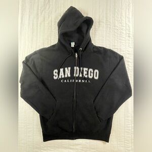 Black San Diego California Full Zip Hoodie Medium